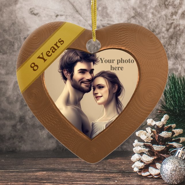 Ornamento De Cerâmica Efeito de Bronze - 8º Aniversário: Adicionar uma F (Criador carregado)