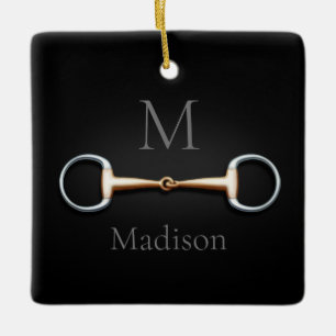 Ornamento De Cerâmica Eggbutt Snaffle Bit Monogramed Equestrian