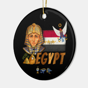 Ornamento De Cerâmica Egito Vintage Pharaoh Flag E Pirâmides Souvenir