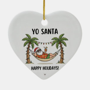 Ornamento De Cerâmica Ei Santa Divertido Natal de Verão Férias Felizes