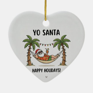 Ornamento De Cerâmica Ei Santa Divertido Natal de Verão Férias Felizes