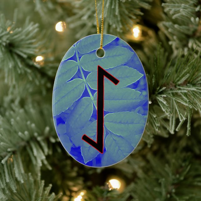 Ornamento De Cerâmica Eihwaz Viking Rune Yule Ornament - Persev Centrali (Árvore)