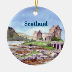 Ornamento De Cerâmica Eilean Donan Castle Watercolor Painting