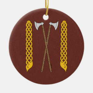 Ornamento De Cerâmica Eixos Dinamarquês/Viking Cruzados com Rede de Tel