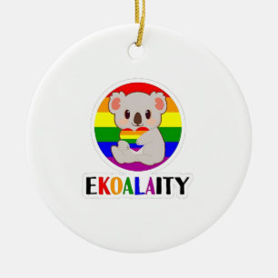 Ornamento De Cerâmica Ekoalaty Equality Gay Koala Bear Engraçado LGBT Ra