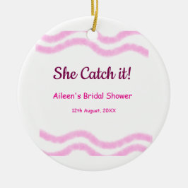 Ornamento De Cerâmica Ela pega-o como uma corda d'água espiral rosa