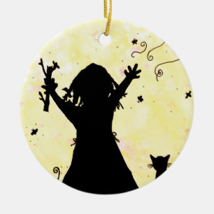 Ornamento De Cerâmica Ela Sonha com Magia na Lua