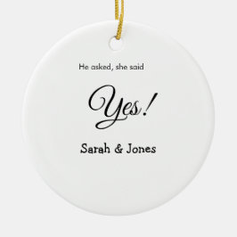 Ornamento De Cerâmica Ele perguntou ela disse sim noivado simples minima