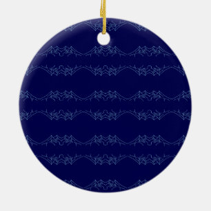 Ornamento De Cerâmica Electric Blue Neural Horizon Abstract Pattern