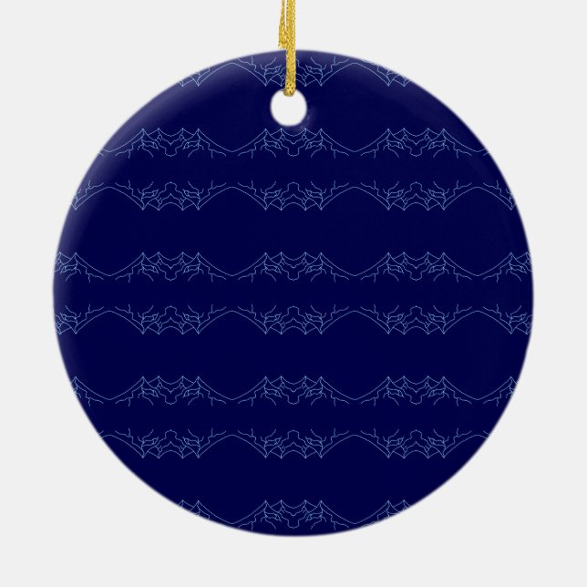 Ornamento De Cerâmica Electric Blue Neural Horizon Abstract Pattern (Traseira)