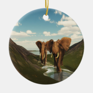 Ornamento De Cerâmica Elefante