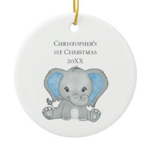 Elefante Azul de Bebê Personalizado Natal de 1º An