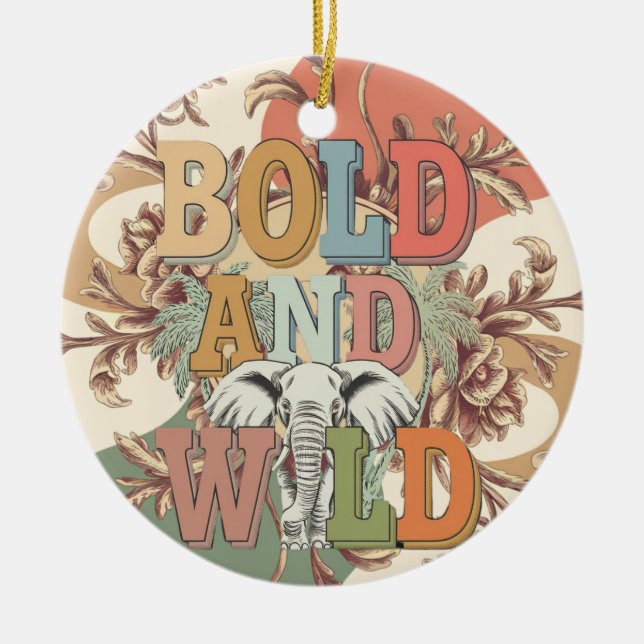 Ornamento De Cerâmica Elefante Bold e Wild (Frente)