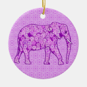 Ornamento De Cerâmica Elefante da flor - roxo amethyst