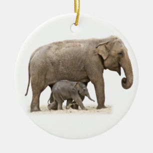 Ornamento De Cerâmica Elefante da mãe e do bebê