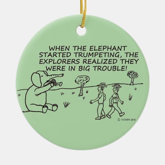 Ornamento De Cerâmica Elefante de trompete (Frente)