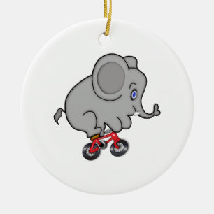 Ornamento De Cerâmica Elefante que monta uma bicicleta