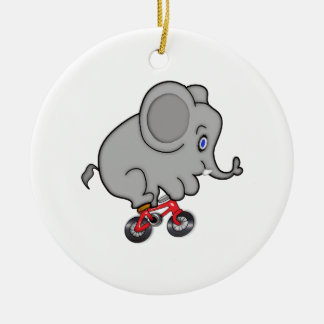 Ornamento De Cerâmica Elefante que monta uma bicicleta