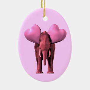 Ornamento De Cerâmica Elefante Rosa Romântico