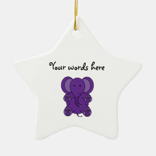 Ornamento De Cerâmica Elefante roxo bonito