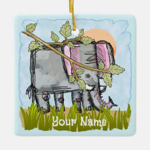Ornamento De Cerâmica Elefante se Escondendo