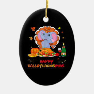 Ornamento De Cerâmica Elefante Turquia Ação de Graças Feliz Hallo