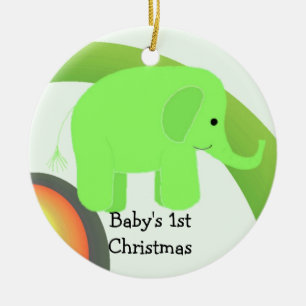 Ornamento De Cerâmica Elefante Verde de Natal