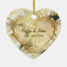 Ornamento De Cerâmica Elegância de Rosa Branca - Personalizar