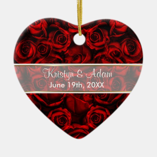 Ornamento De Cerâmica Elegância de rosa vermelha - Personalizar (Frente)