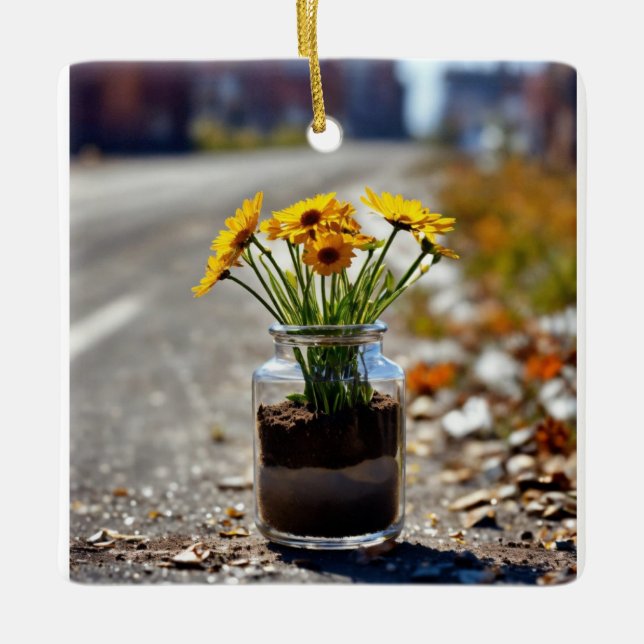 Ornamento De Cerâmica "elegância floral: (Frente)