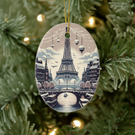 Ornamento De Cerâmica Elegância Invernal Parisiense - Natal na Cidade