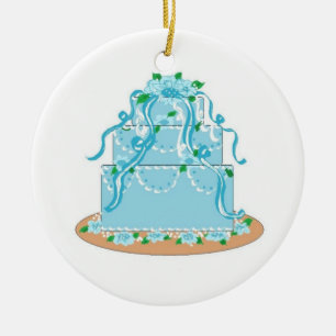 Ornamento De Cerâmica Elegant Blue Designer Cake