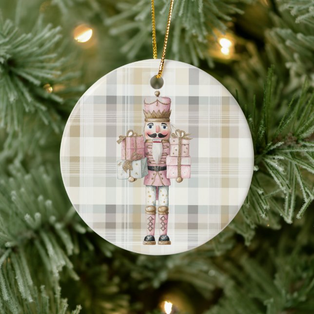 Ornamento De Cerâmica Elegant Christmas Pink Nutcracker Ornament (Árvore)