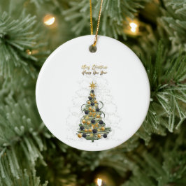Ornamento De Cerâmica Elegant Gold Christmas tree   ornament 