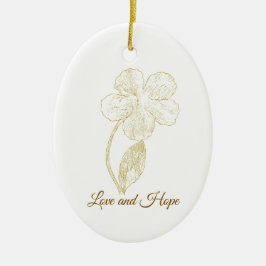 Ornamento De Cerâmica Elegant Gold Foil Look Botanical Flower