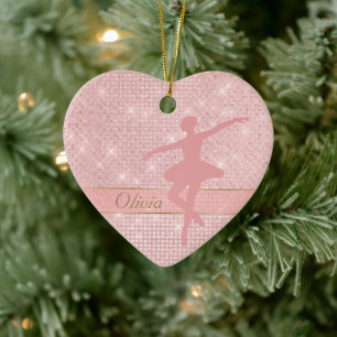 Ornamento De Cerâmica Elegant Lights Pink Ballerina Namorados Ornament