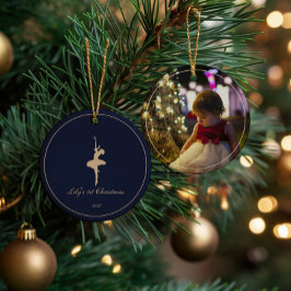 Ornamento De Cerâmica Elegant My First Christmas Personalized ornament