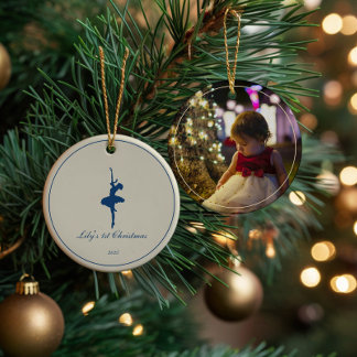 Ornamento De Cerâmica Elegant My First Christmas Personalized ornament