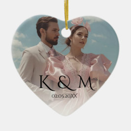 Ornamento De Cerâmica Elegant Pastel Vintage picture Wedding