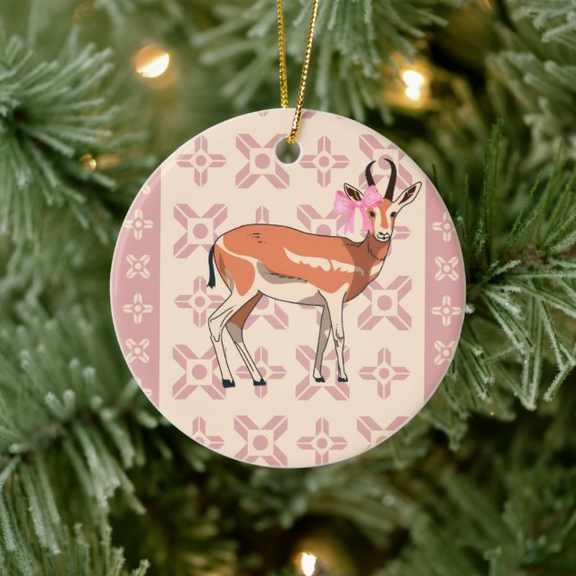 Ornamento De Cerâmica Elegant Pink Doe-patterned Christmas (Árvore)