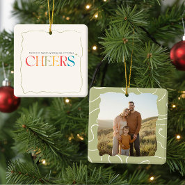 Ornamento De Cerâmica Elegant Retro Family Photo Portrait Christmas