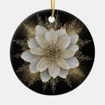 Elegant White & Gold Floral Ornament