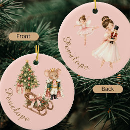 Ornamento De Cerâmica Elegante Bailarina de Ballet Nutcracker em Aquarel