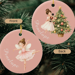 Ornamento De Cerâmica Elegante Bailarina de Nutcracker em Aquarela Balle