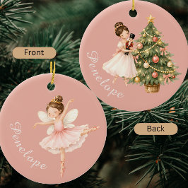 Ornamento De Cerâmica Elegante Bailarina de Nutcracker em Aquarela Balle