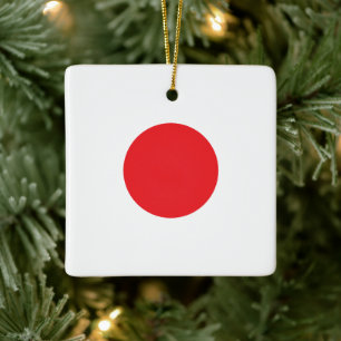 Ornamento De Cerâmica Elegante Bandeira do Japão Inspirada Minimal