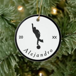 Ornamento De Cerâmica Elegante Boliche Tema Bowler Preto Branco Seu Nome