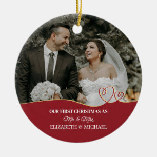 Ornamento De Cerâmica Elegante Botânica Aquarela Para Foto de Casamento