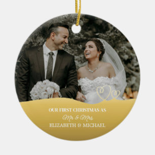 Ornamento De Cerâmica Elegante Botânica Aquarela Para Foto de Casamento