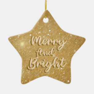 Ornamento De Cerâmica Elegante brilho de Natal dourado